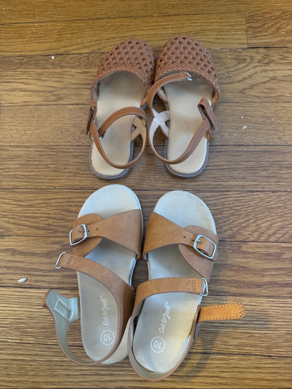 Like new- Cat & Jack Brown Braided & Double-Strap Toddler girl Sandals